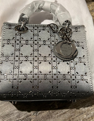 Fashion Metallic silver tone crinkled Handbag crossbody bag