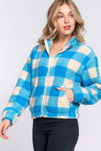Load image into Gallery viewer, Faux fur Jacket: BLU-blue