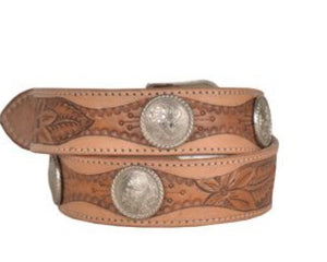 Myra Bag Birch Hand-Tooled Leather Western Belt