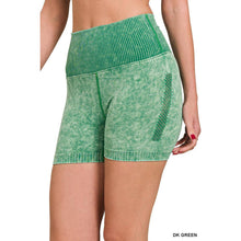 Load image into Gallery viewer, STONE WASHED SEAMLESS HIGH WAISTED SHORTS: B VIOLET / L/XL