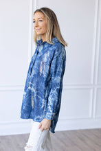 Load image into Gallery viewer, Sparkles and Spurs Denim Button Down with Rhinestone Fringe: Blue