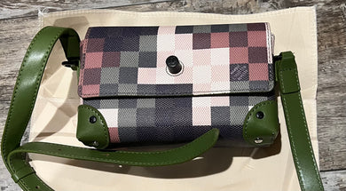 Fashion Leather trim multicolored Checks crossbody handbag Wallet Trunk
