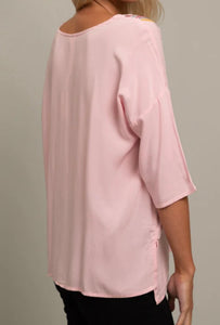 Pink Tunic Blouse with Embroidery