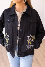 Load image into Gallery viewer, Western Cosmic Cowgirl Denim Jacket: Black / Small