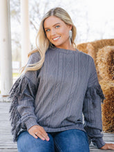 Load image into Gallery viewer, Smokey Mountains Fringe Sweater: Grey / 3X-Large