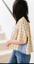 Load image into Gallery viewer, Mustard, white denim plaid top