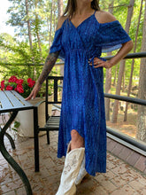 Load image into Gallery viewer, Broken Bow Cold Shoulder Maxi Dress - Blue Aztec