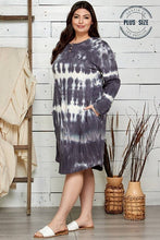 Load image into Gallery viewer, WOMEN PLUS SIZE PRETTY IN GARMENT DYE MIDI DRESS: CHARCOAL COMBO