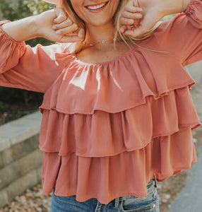 Square Neck Off-The-Shoulder Ruffle Top