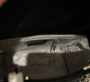 Fashion Metallic Black tone crinkled Handbag crossbody bag