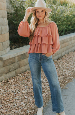 Square Neck Off-The-Shoulder Ruffle Top