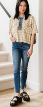 Load image into Gallery viewer, Mustard, white denim plaid top