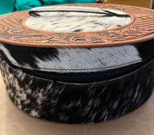 Load image into Gallery viewer, Myra Bag Western Mesa Round Hand-tooled Valuables & Jewelry Boxyra Bag