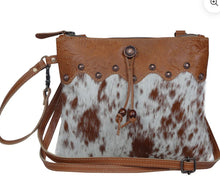 Load image into Gallery viewer, Myra Bag Ornate Brown Leather & Hairon Bag Crossbody