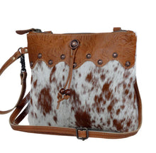 Load image into Gallery viewer, Myra Bag Ornate Brown Leather & Hairon Bag Crossbody