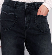 Load image into Gallery viewer, Charlie B Heart Shape Pockets Black Jeans