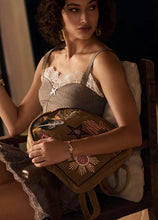 Load image into Gallery viewer, BOHO COSMIC UPCYCLED CANVAS BACKPACK IN VINTAGE TAUPE Myra Bag