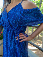 Load image into Gallery viewer, Broken Bow Cold Shoulder Maxi Dress - Blue Aztec