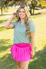 Load image into Gallery viewer, Rib Knit Polo Top, Sage Green: Green / L