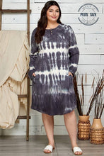Load image into Gallery viewer, WOMEN PLUS SIZE PRETTY IN GARMENT DYE MIDI DRESS: CHARCOAL COMBO