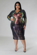 Load image into Gallery viewer, Long Sleeve Stretch Sequin V- cut Dress