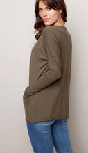 Load image into Gallery viewer, Charlie B Tunic knit sweater with pockets pine - Sassy Shelby's