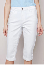 Load image into Gallery viewer, Charlie B Twill Pedal Pusher Pants - White