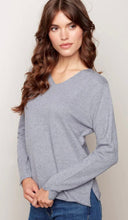 Load image into Gallery viewer, Charlie B Basic V-Neck Gray knit stich sweater - Sassy Shelby's