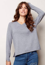 Load image into Gallery viewer, Charlie B Basic V-Neck Gray knit stich sweater - Sassy Shelby's