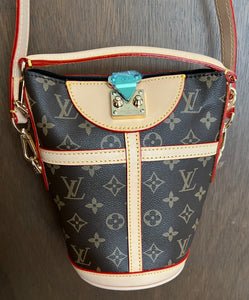 Fashion Leather trim Crossbody shoulder bag handbag