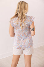 Load image into Gallery viewer, Abstract Blue And Orange Blouse: Blue / S