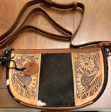 Load image into Gallery viewer, Myra Bag Wynona Swoop Bottom Hand-Tooled Bag wristlet crossbody