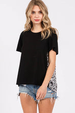 Load image into Gallery viewer, ZT1082 - WOMEN&#39;S SOLID &amp; ANIMAL PRINTED MEDIA TUNIC TOP : Black / M