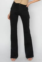 Load image into Gallery viewer, RISEN Full Size High Rise Side Slit Cargo Bootcut Jeans