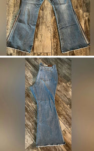 Judy Blue Mid Rise Raw Hem Slit flare Jeans Size 24W