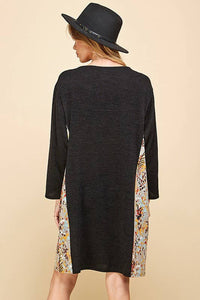 WOMEN MULTI  PAISLEY V NECK LOOSE TUNIC DRESS
