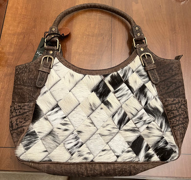 Myra Bag Pecos Hand Weave Pattern Leather & Hairon Bag Shoulder bag Handbag