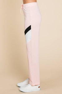 Color Block Strip Sweat Pants: ANGEL PINK COMBO