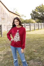 Load image into Gallery viewer, Red Top With Cowhide Tree and Sequin Fringe: Red / X-Small