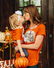 Load image into Gallery viewer, Triple Pumpkin Leopard, Cow &amp; Orange Ringer Tee: Orange / Small