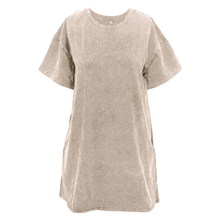 Load image into Gallery viewer, The Kiki Beige Wash Tee Shirt Dress With Pockets: Beige Wash / 2XL/3XL