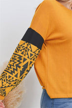Load image into Gallery viewer, AZTEC PRINT COLOR BLOCK HACCI TOP: Mustard