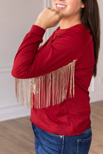 Load image into Gallery viewer, Red Top With Cowhide Tree and Sequin Fringe: Red / X-Small