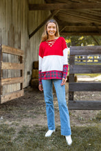 Load image into Gallery viewer, Chic Yuletide Color Block Top: Red / Small