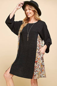 WOMEN MULTI  PAISLEY V NECK LOOSE TUNIC DRESS