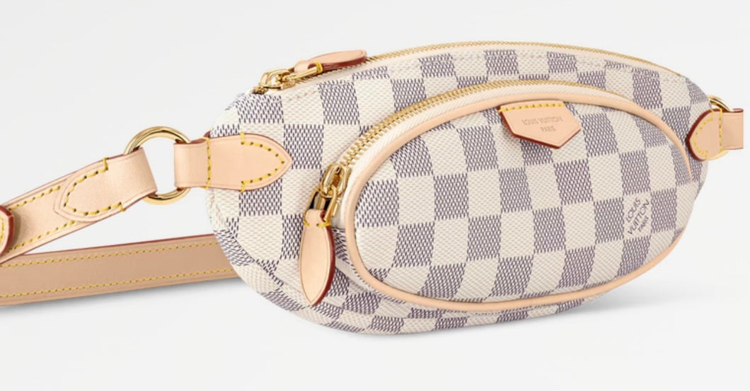 Fashion White Grey checked  Bumbag Sling Bag