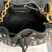 Load image into Gallery viewer, Fashion Leather trim canvas bucket draw string   crossbody handbag