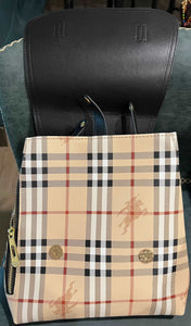 Backpack Plaid Black Handbag