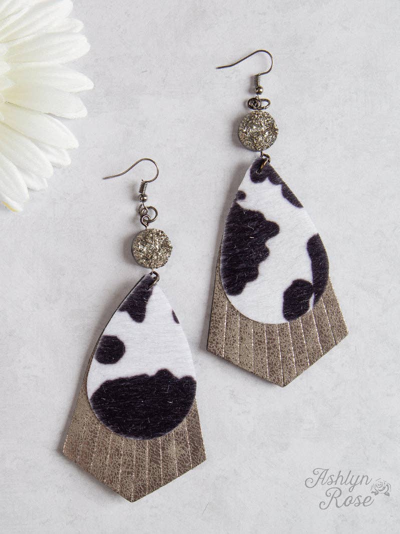 Cowgirl Fringe Teardrop Earrings, Grey: Grey / One Size