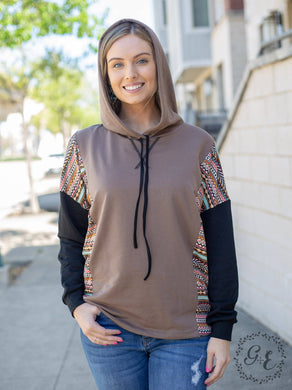 The Chill Ones Pullover Hoodie with Drop Sleeve, Brown: Leopard / Small